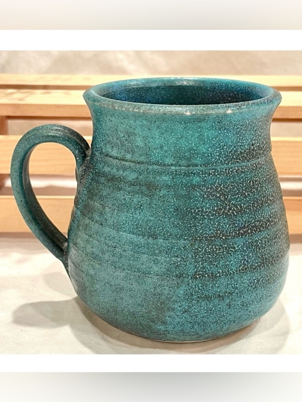 Artisan Signed Hand Crafted Turquoise Vintage Ceramic Mug | Gorgeous! | EUC